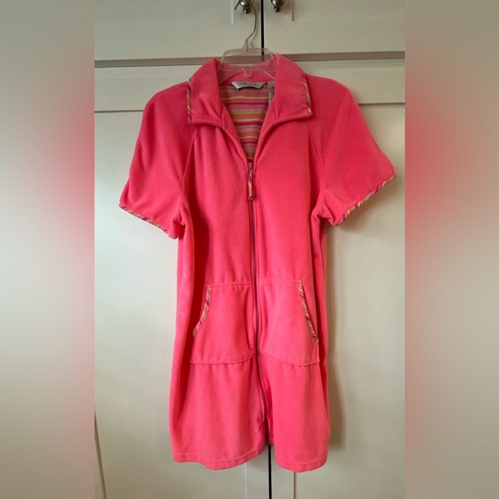 Jasmine Rose Intimates Vintage Coral Pink Zippered Coverup/Lounge Dress